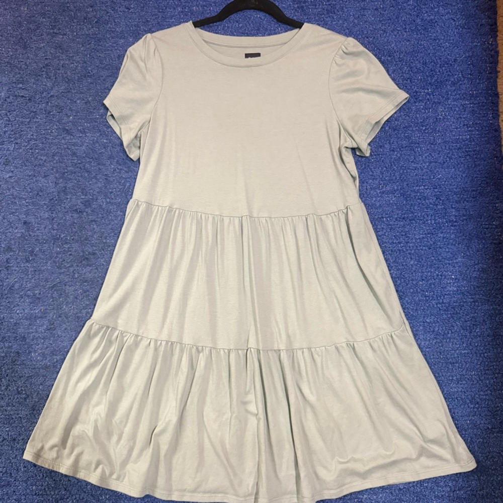 Gap Slub-Knit Waist-Defined T-Shirt Dress for Women in Sage Green